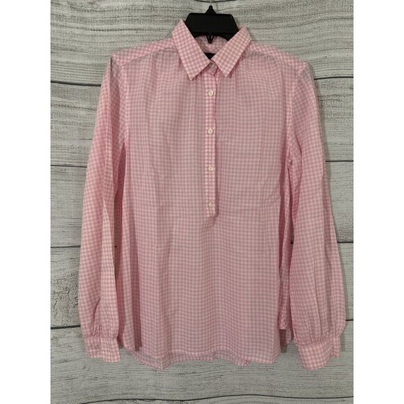 J. Crew Tops - J. Crew Pink Gingham Popover Top Size 4